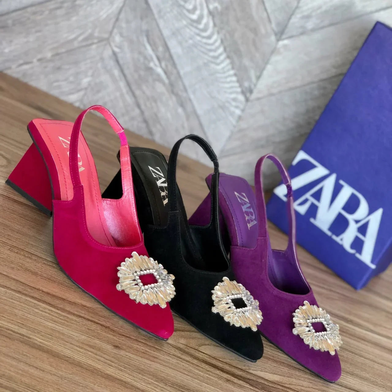 WOMEN'S POINTED TRIANGLE HEELS - PURPLE