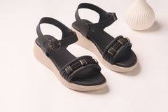 WALKBROS MEDICATED WEDGES SANDALS {  1  } - BLACK