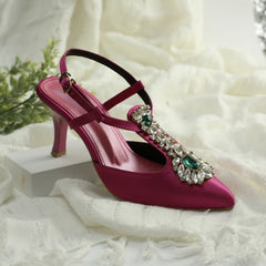 WALK BROS Diamond Slingback Heels - Pink
