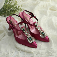 WALK BROS Diamond Slingback Heels - Pink