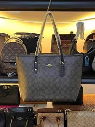 COACH PREMIUM ZIP TOTE BAG SIGNATURE CANVAS - COFFEE